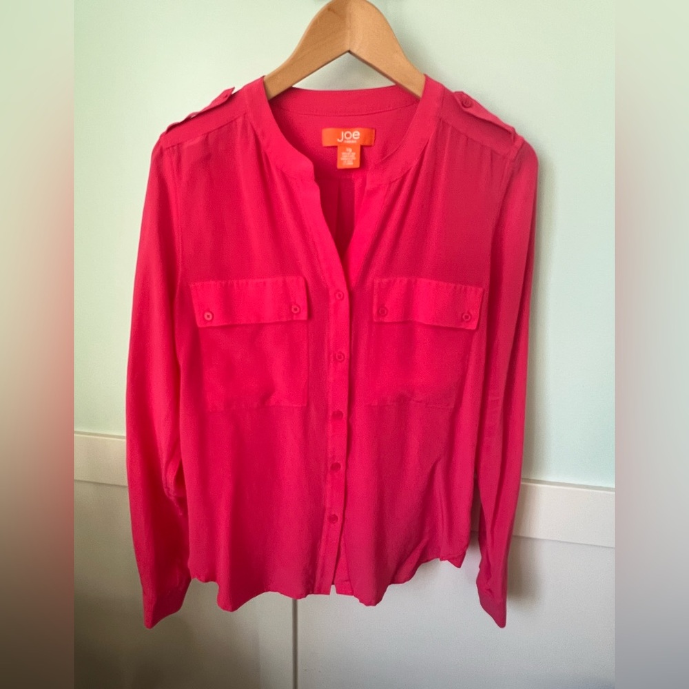 Joe Fresh Bright Salmon Pink Button-Up Blouse